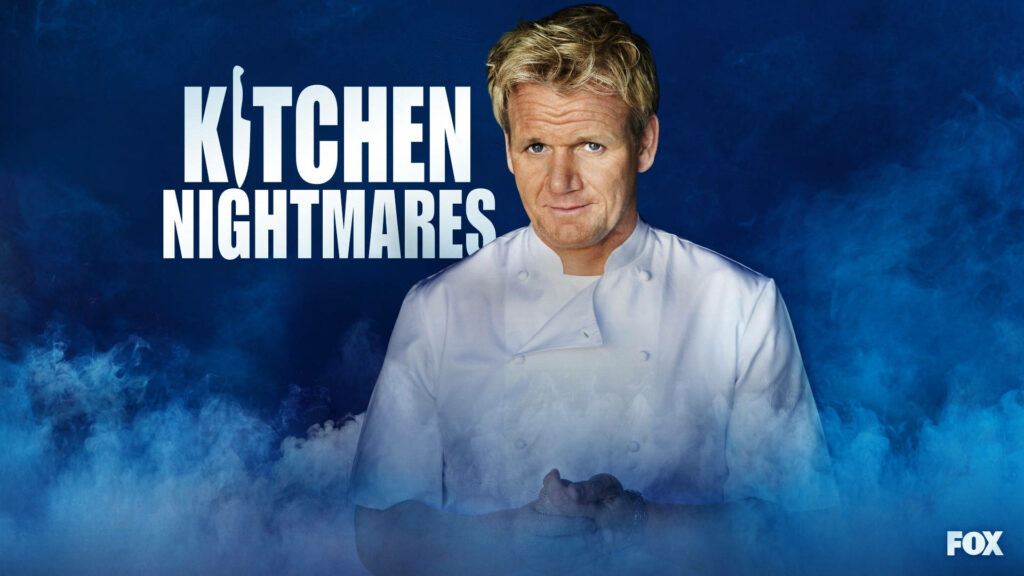 Dynamic Chef Gordon Ramsay Wallpaper with Kitchen Nightmares Logo