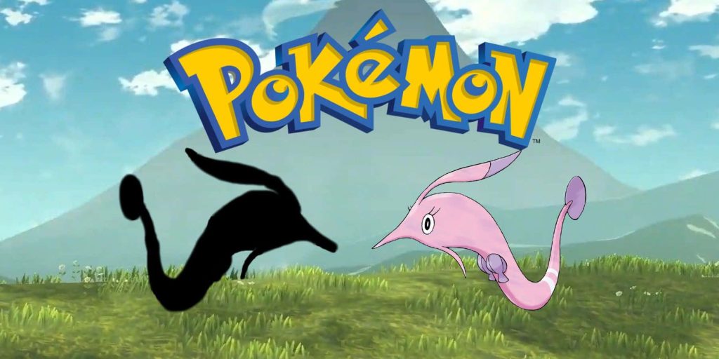 Gorebyss Water type Pokémon wallpaper with vibrant pink and black silhouette in nature background