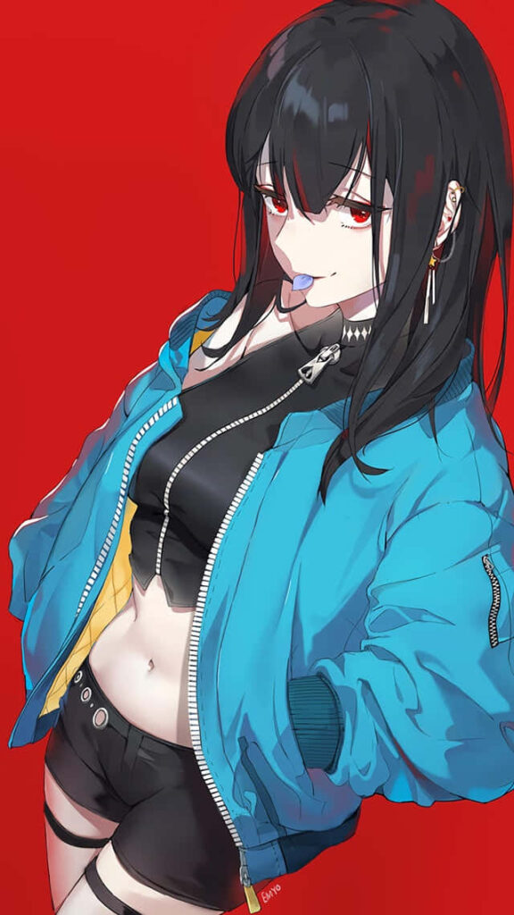 Goth Anime Girl Wallpaper: Bold Black & Red Visuals