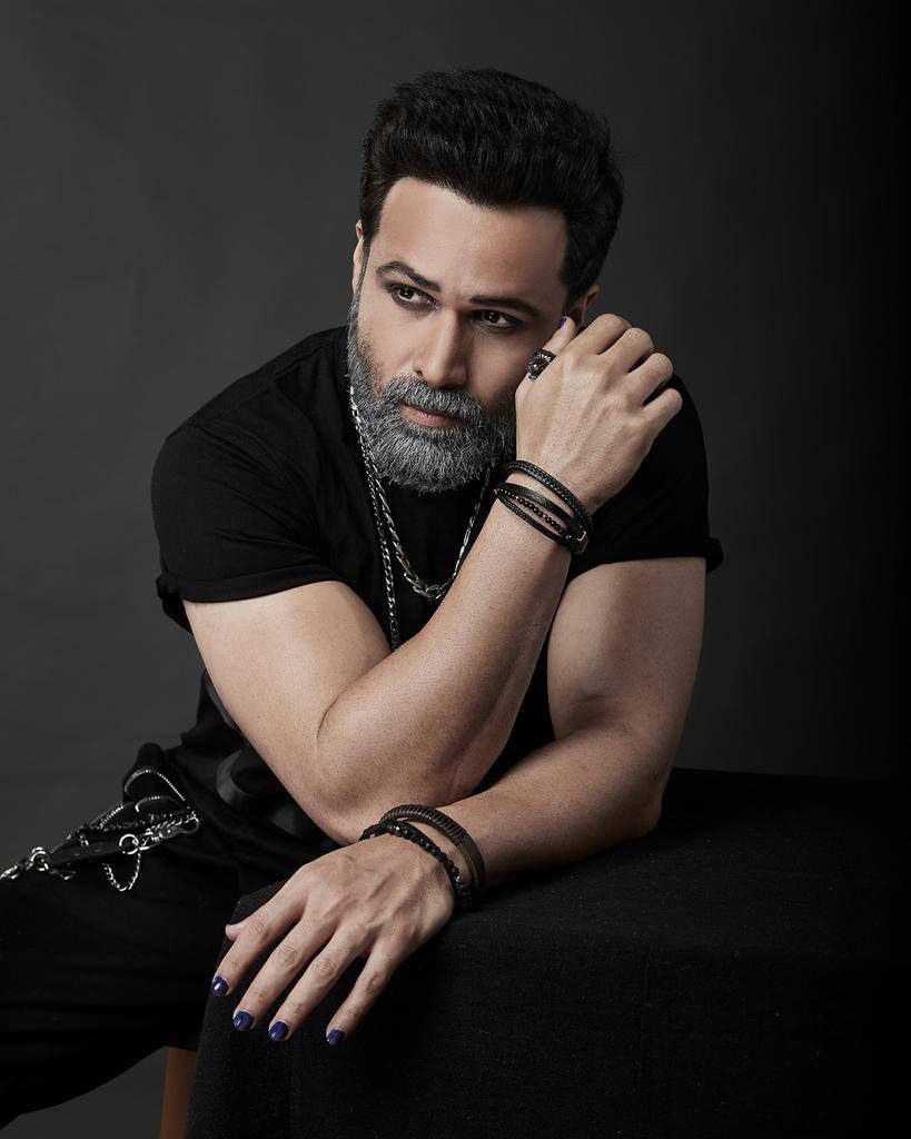 Goth Emraan Hashmi portrait with eyeliner salt and pepper beard black accessories wallpaper