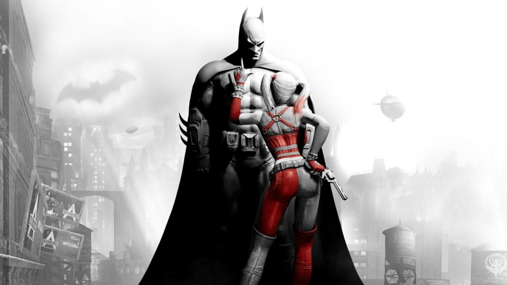 Dynamic Duo: Batman and Harley Quinn Unite Against Evil Wallpaper