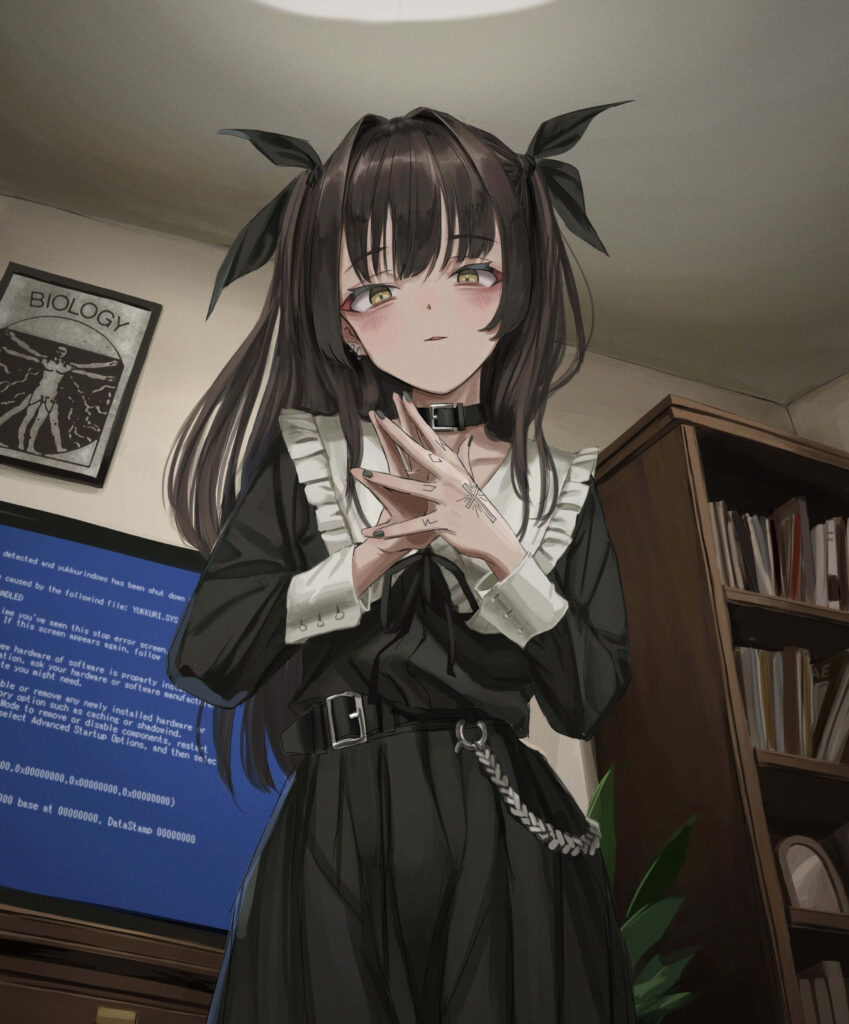 Gothic Anime Character in Cozy Room - Mysterious Wallpaper Background
