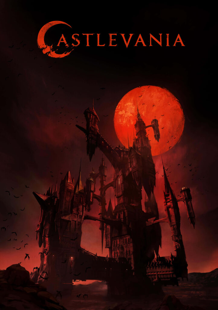 Epic Castlevania Netflix Poster Wallpaper: Gothic Castle & Blood Moon
