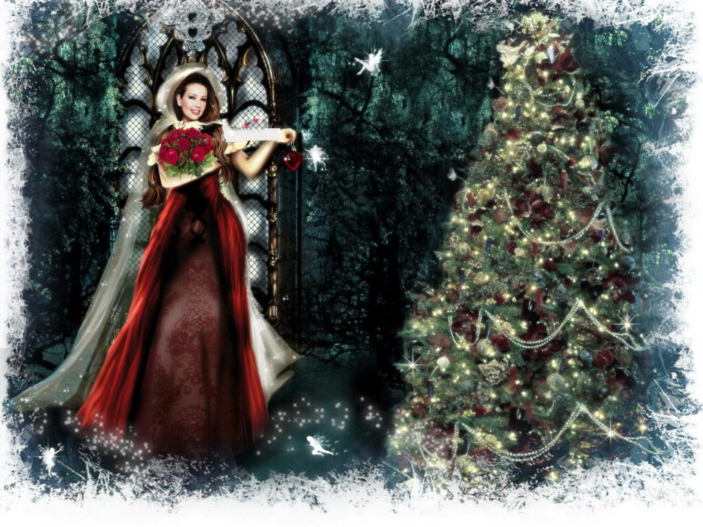 “Mysterious Gothic Christmas Wallpaper with Dark Elegance”