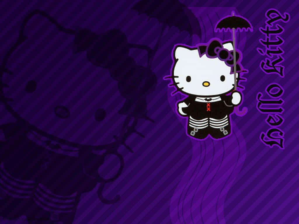 Hello Kitty Gothic Wallpaper: Edgy Theme on Rich Purple Background