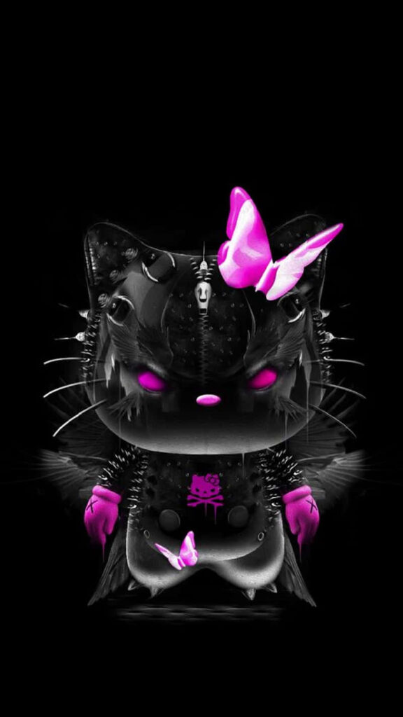 Gothic Hello Kitty Wallpaper: Dark Tones & Pink Accents Design