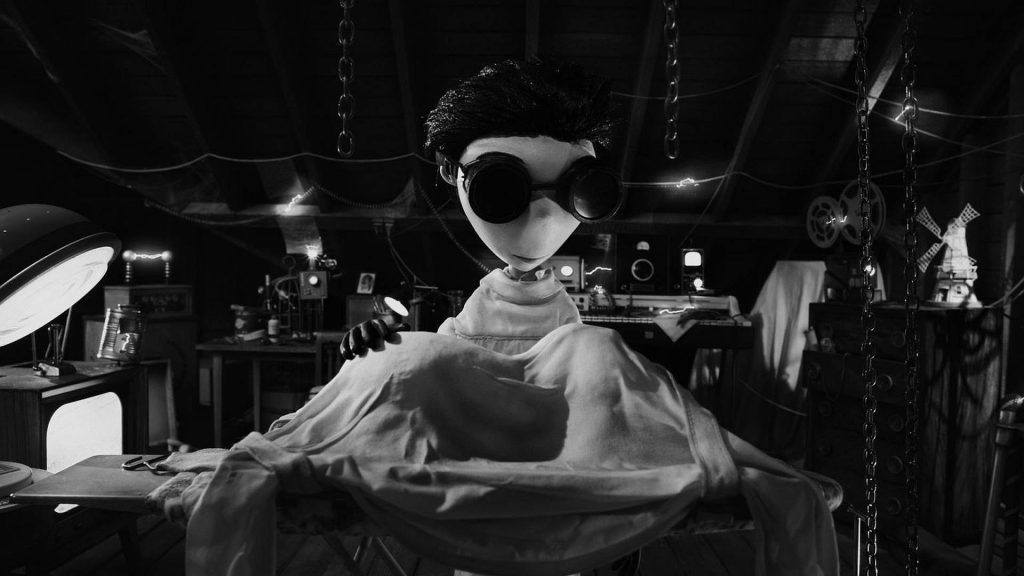 Tim Burton Frankenweenie black and white wallpaper Victor Frankenstein attic lab gothic cinematic
