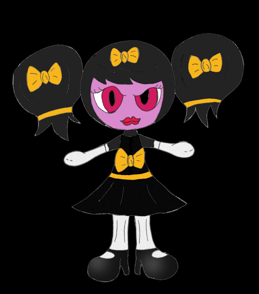 Gothorita fan art digital wallpaper black background yellow ribbons psychic Pokémon design