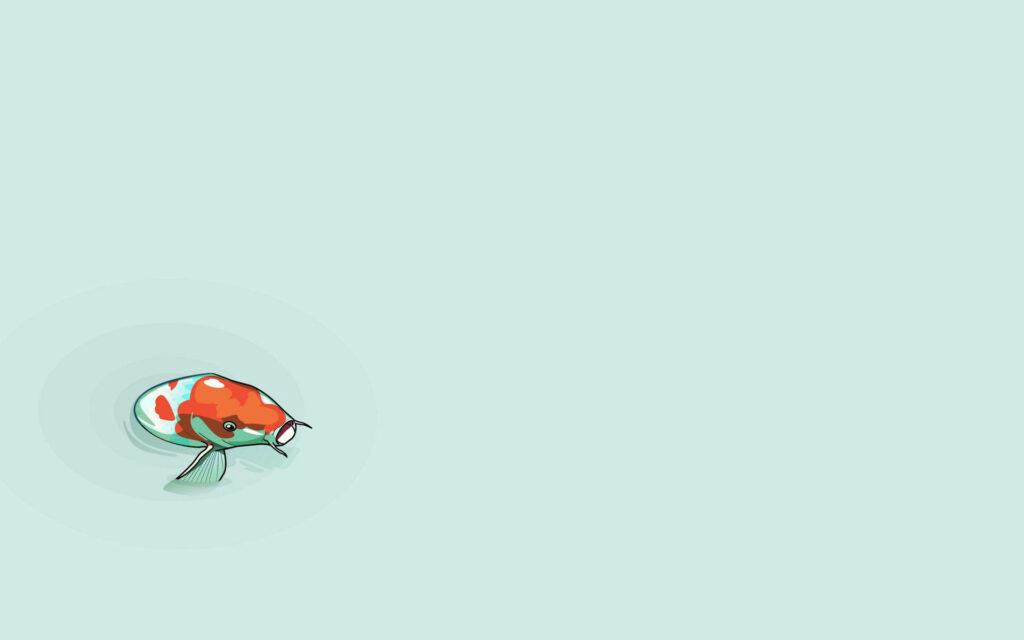 Serene Aquatic Beauty: Graceful White and Orange Koi Dancing in a Tranquil Light Blue Realm Wallpaper