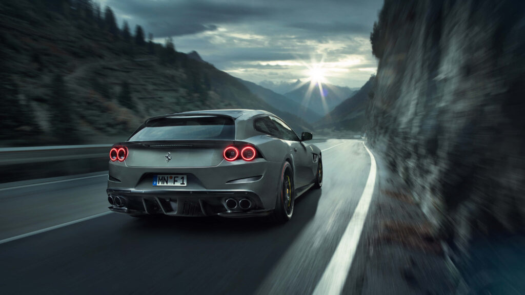 Unleashing the Fiery Elegance: The Alluring Ferrari Gtc4lusso Dominates the Serpentine Heights, Embodying Power and Opulence in the Realm of Exquisite Supercars Wallpaper