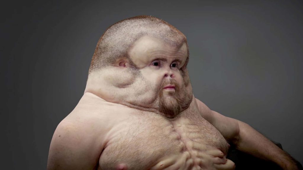 Weird wallpaper of Graham TAC sculpture showing human anatomy for crash survival profile background