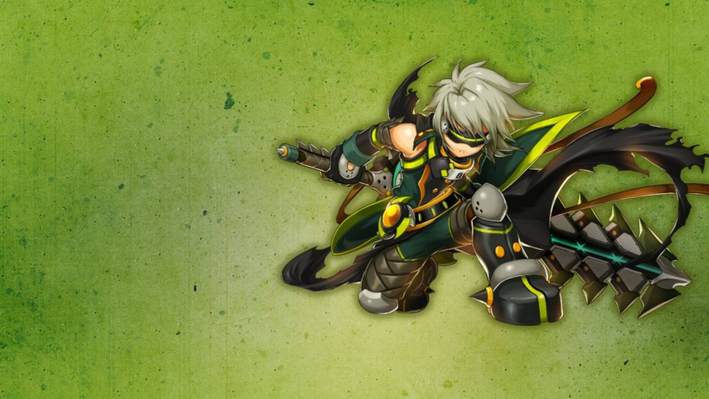 Grand Chase Zero skilled swordsman in green black armor wielding Zephyrum sword wallpaper background