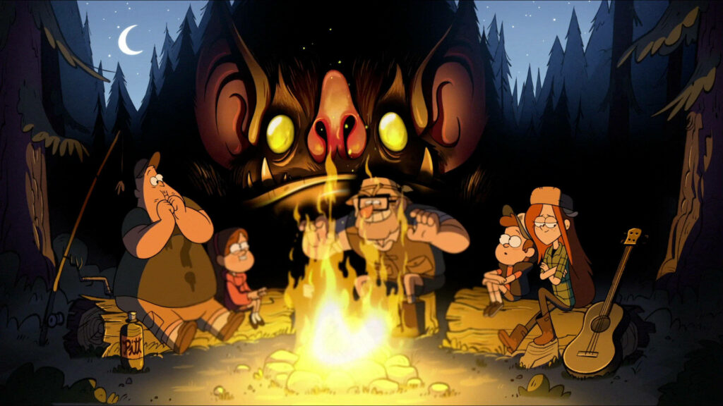 Campfire Fun in Gravity Falls: Ignite Your Friendship and Adventure Spirit Wallpaper