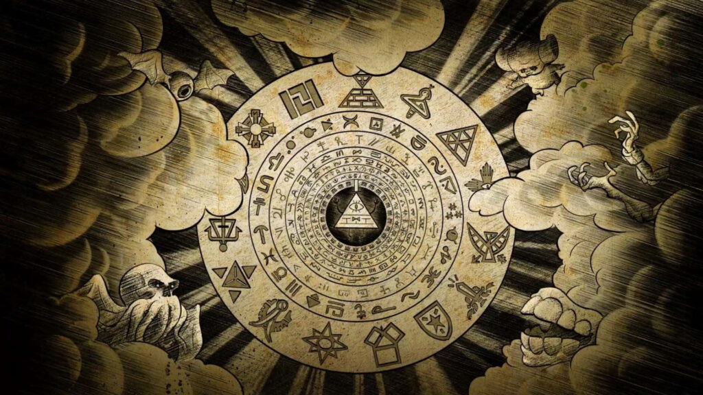 Cryptic Gravity Falls Wallpaper: Mysterious Cipher & Eerie Atmosphere