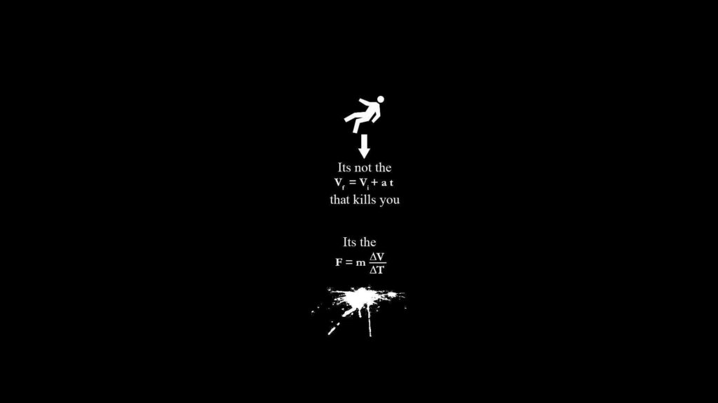 Gravity Humor: Minimalist Wallpaper on Falling & Impact Force