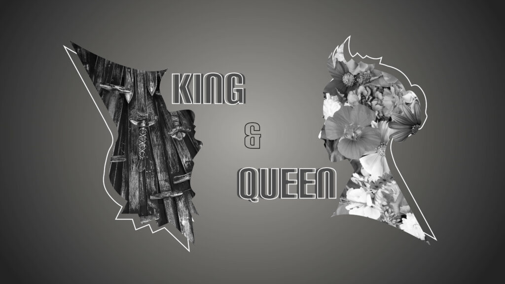 Gray Abstract King & Queen Wallpaper Design with Floral Motif