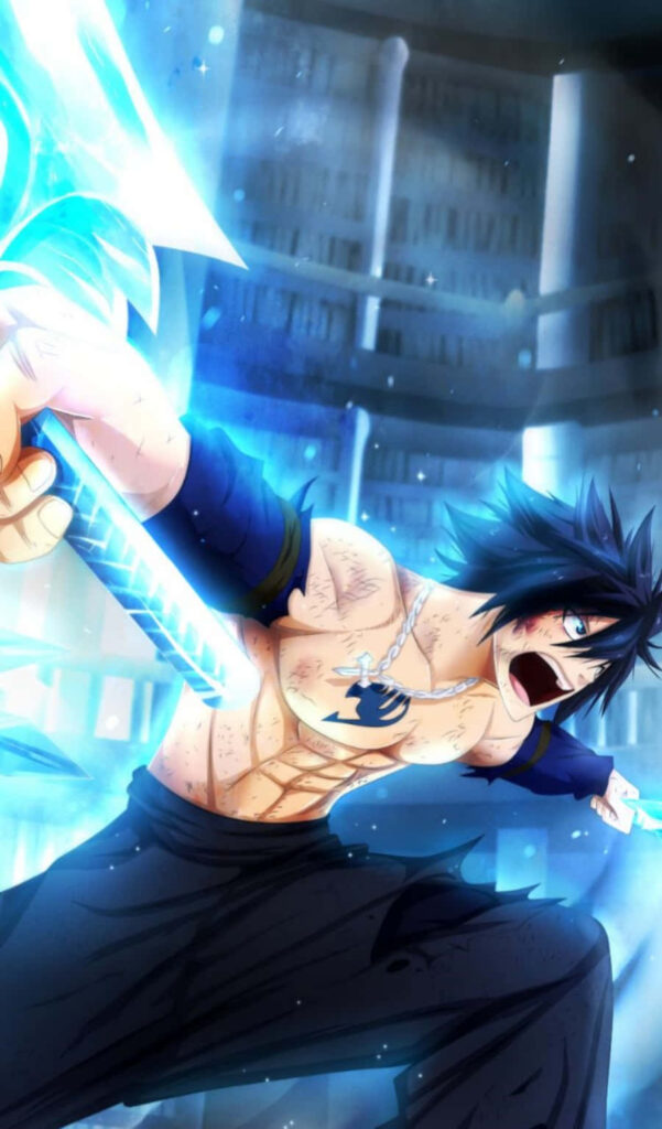 Gray Fullbuster’s Intense Sword Action | Fairy Tail iPhone Wallpaper