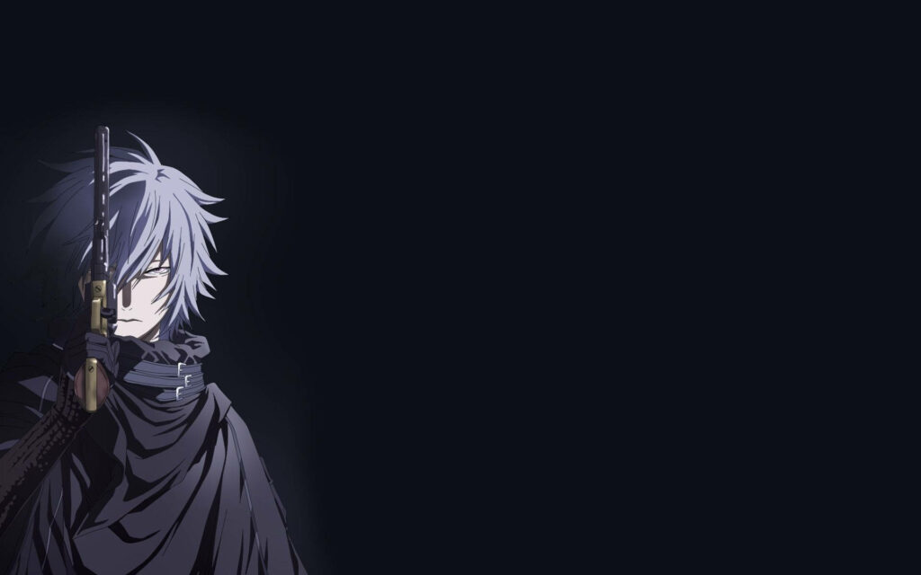 Shadowed Warrior: A Menacing Dark Anime Gunman Wallpaper