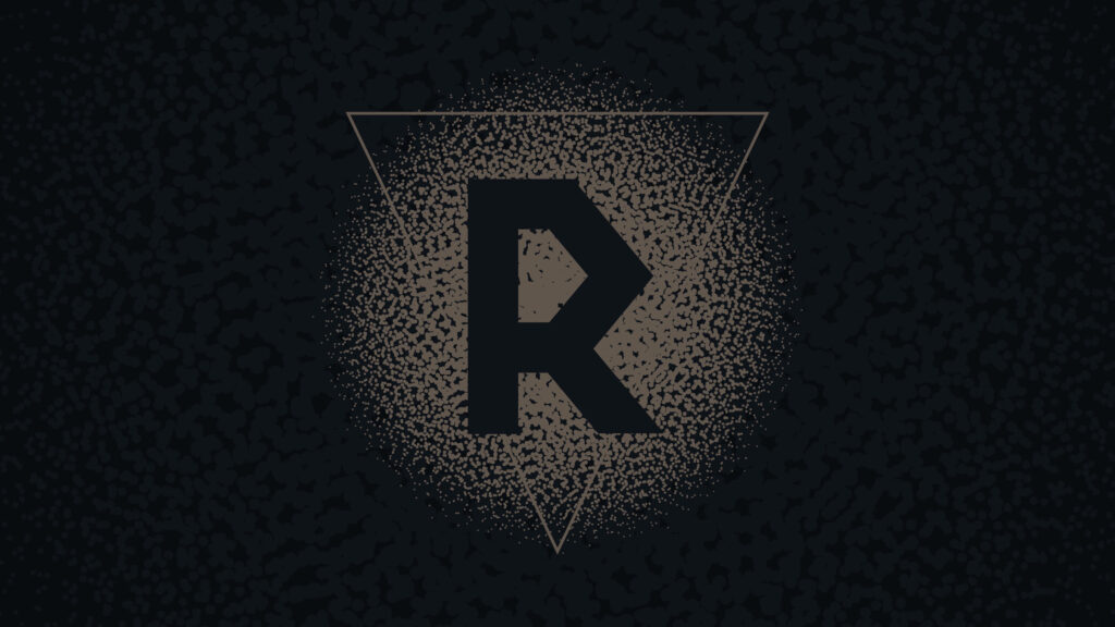 Gray Imprinted R: A Striking Alphabet Wallpaper on Black Background