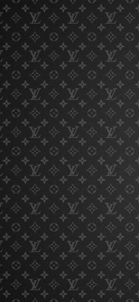 Gray Louis Vuitton phone wallpaper with iconic LV monogram minimalist luxury background design
