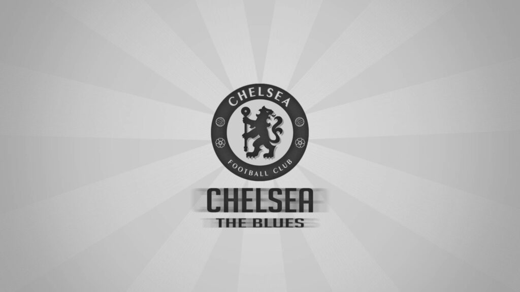 Muted Majesty: Gray-Scale Chelsea Logo Embraces Radiant Rays in Stunning Wallpaper