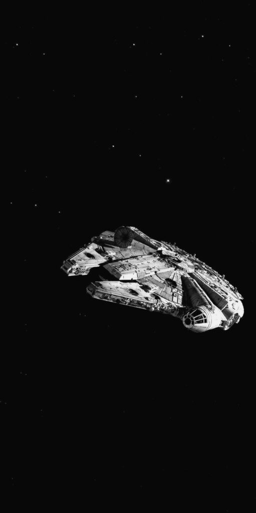 Grayscale Spaceship Wallpaper: Sleek AMOLED Background & Stars