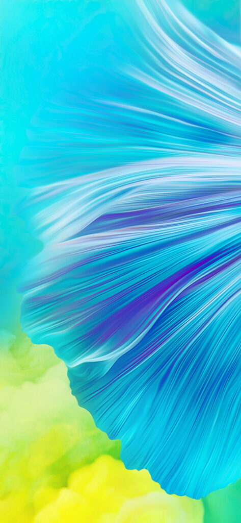 Vibrant abstract wallpaper with blue purple swirls flowing into soft yellow green background Xiaomi Mi A3