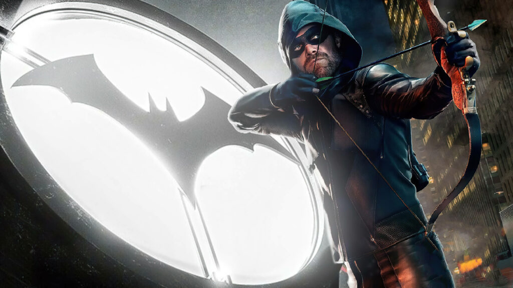 Green Arrow & Bat Signal: Epic Wallpaper of Vigilante Legends