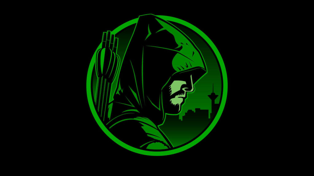 Striking Green Arrow Wallpaper: Iconic Archer in Hooded Attire