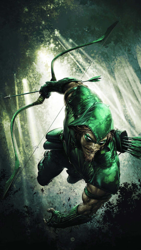 Dynamic Green Arrow Wallpaper: Iconic Superhero in Action