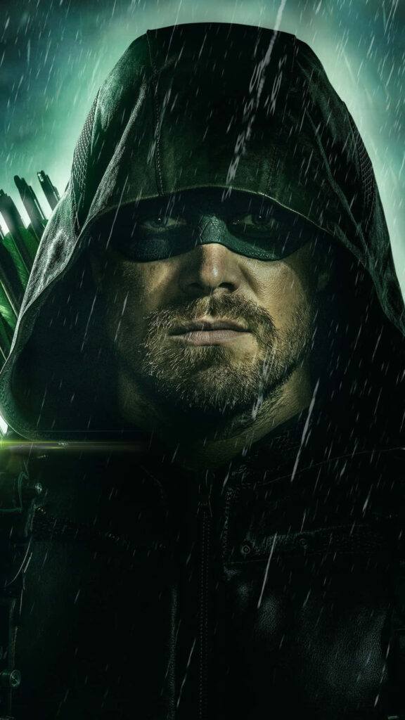 Heroic Green Arrow Wallpaper: Dark, Rainy iPhone Background