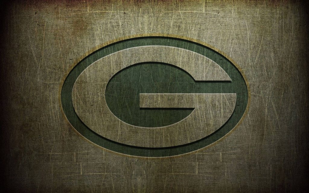Green Bay Packers logo embossed on grunge metal texture NFL fan desktop wallpaper background