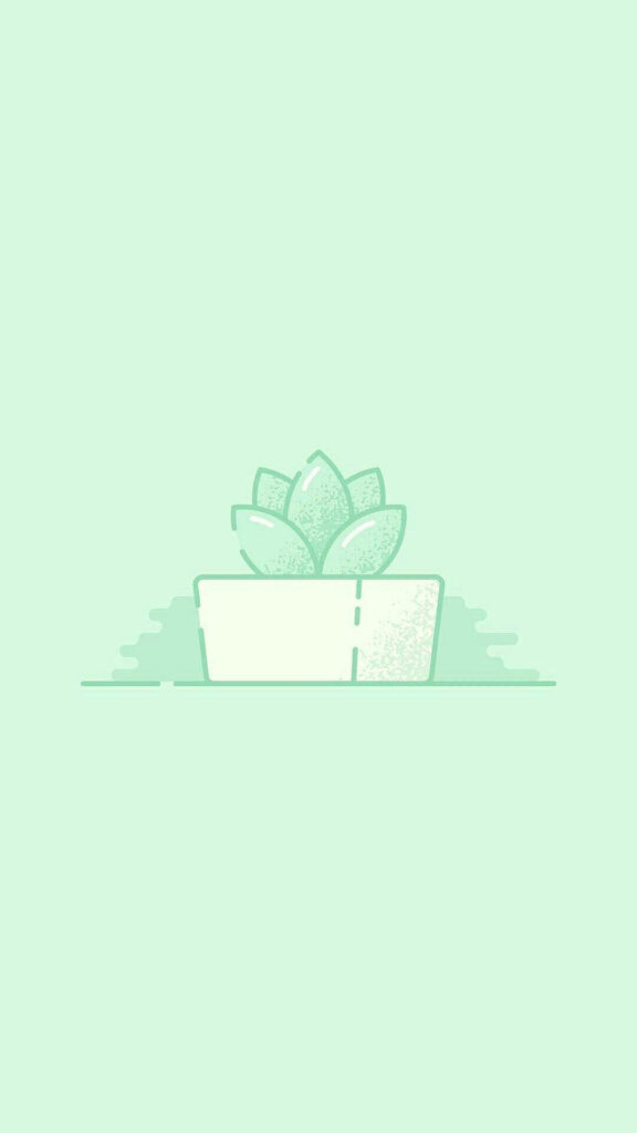 Minimalist iPhone wallpaper with vector potted succulent in soft sage green tones background