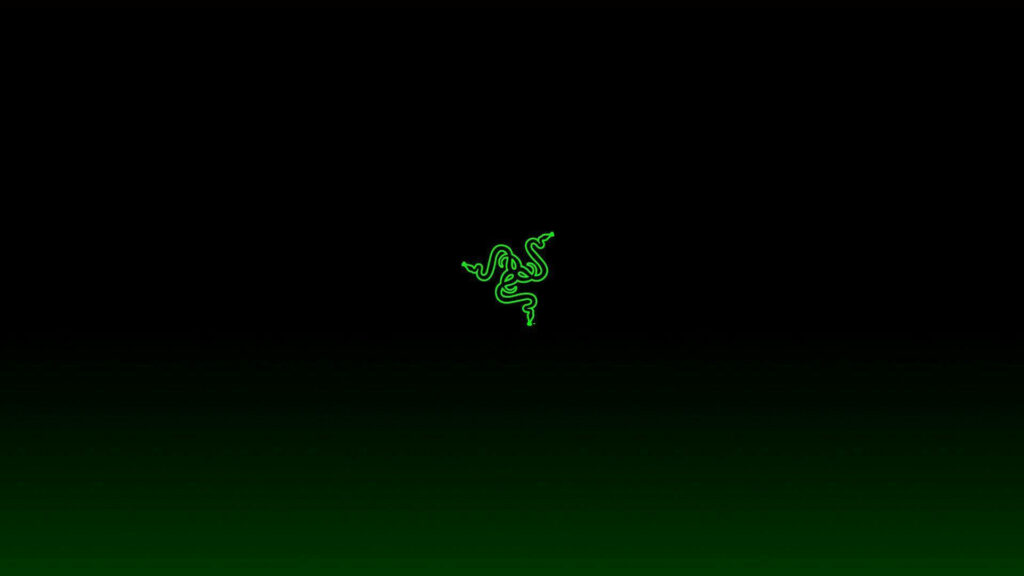 Green Chroma Elegance: The Minimalist Razer Logo in Digital Art Wallpaper