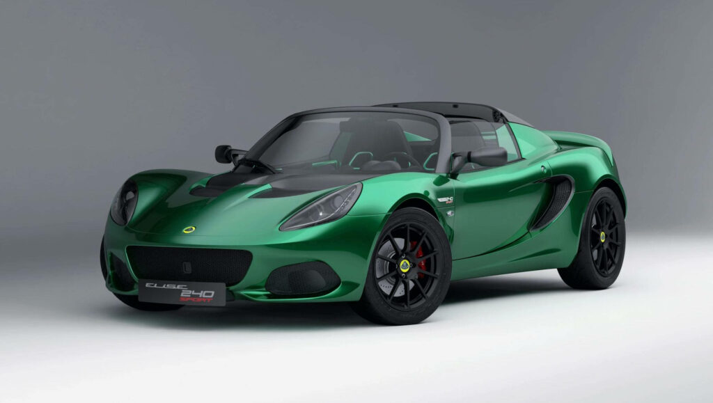 Green chrome Lotus Elise sports car with sleek design and dynamic curves on neutral background Wallpaper