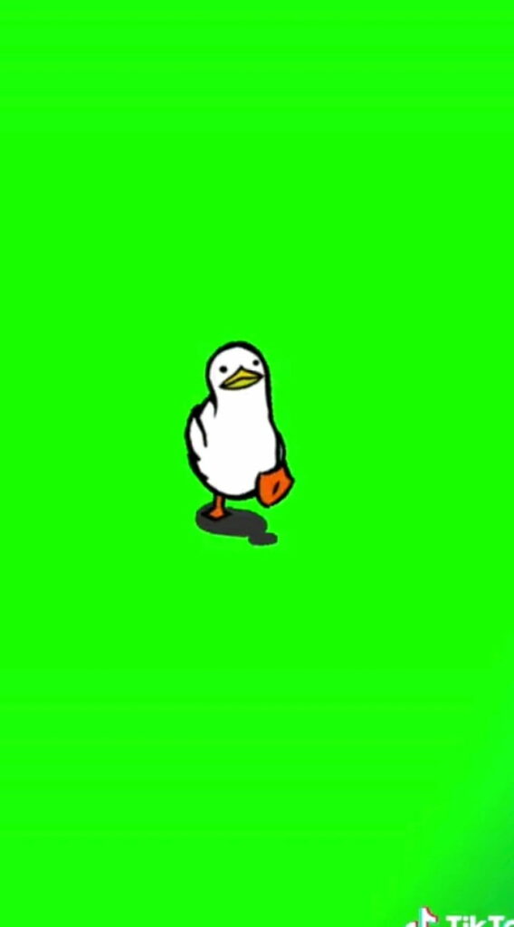 Minimalist cartoon duck wallpaper with white duck orange feet on vibrant green background phone case