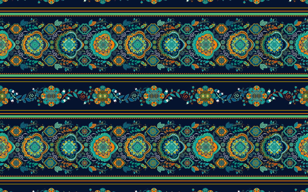 Green Floral Paper Tapestry: A Vibrant Blue QHD Wallpaper with Stunning Texture and Patterns