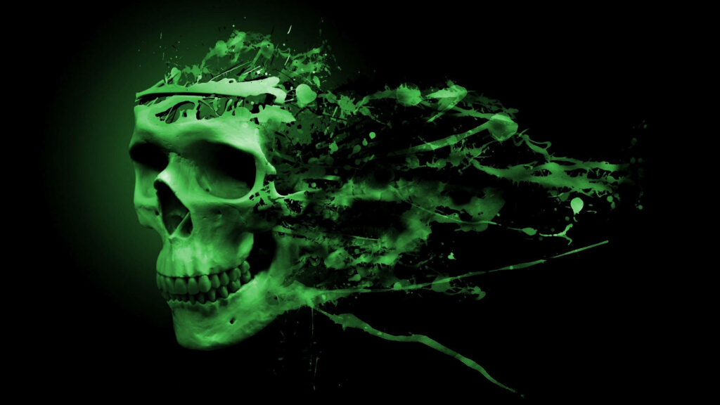 Disintegrating Splatters: The Striking HD Skull Wallpaper