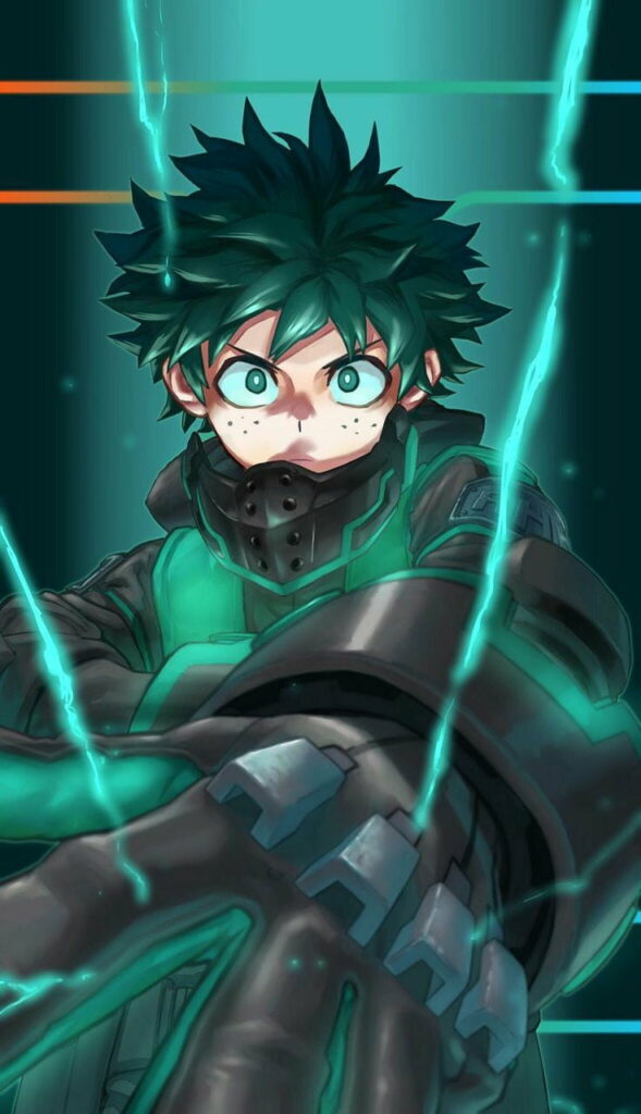The Green Hero: Izuku Midoriya Shines in HD Phone Wallpaper