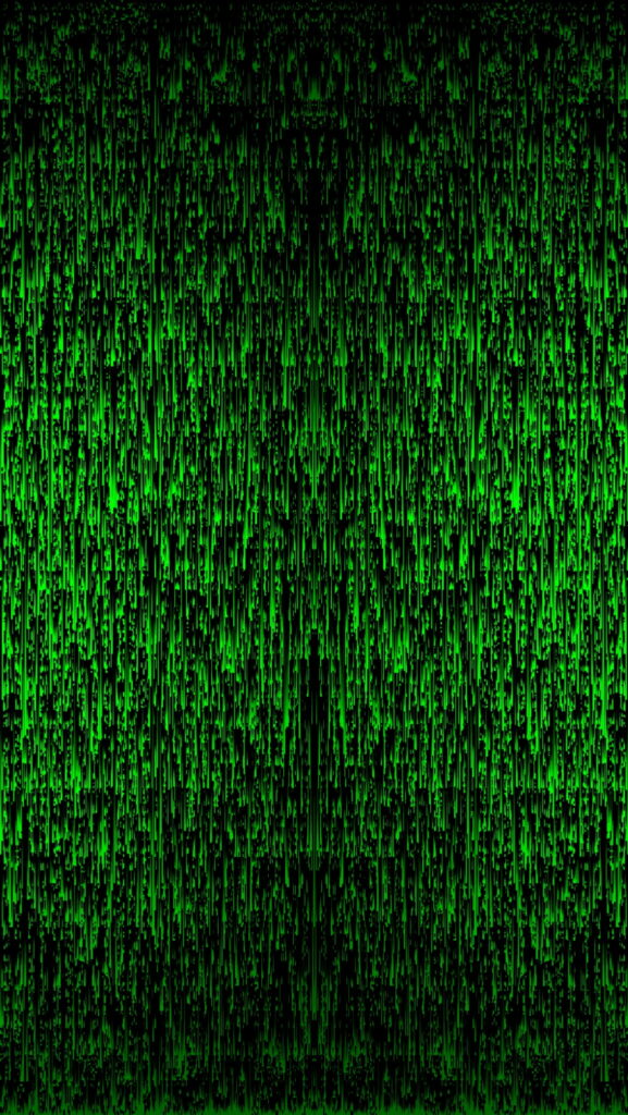 Abstract neon green binary code butterfly on black background tech wallpaper smartphone display