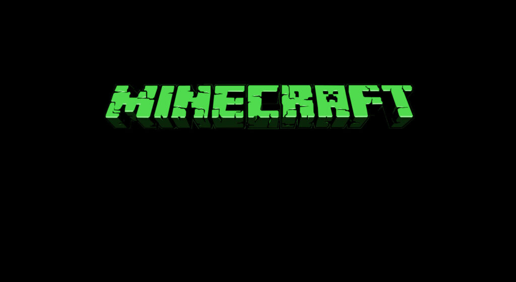 Green Minecraft Emblem Shines Radiantly Against a Black Canvas Wallpaper