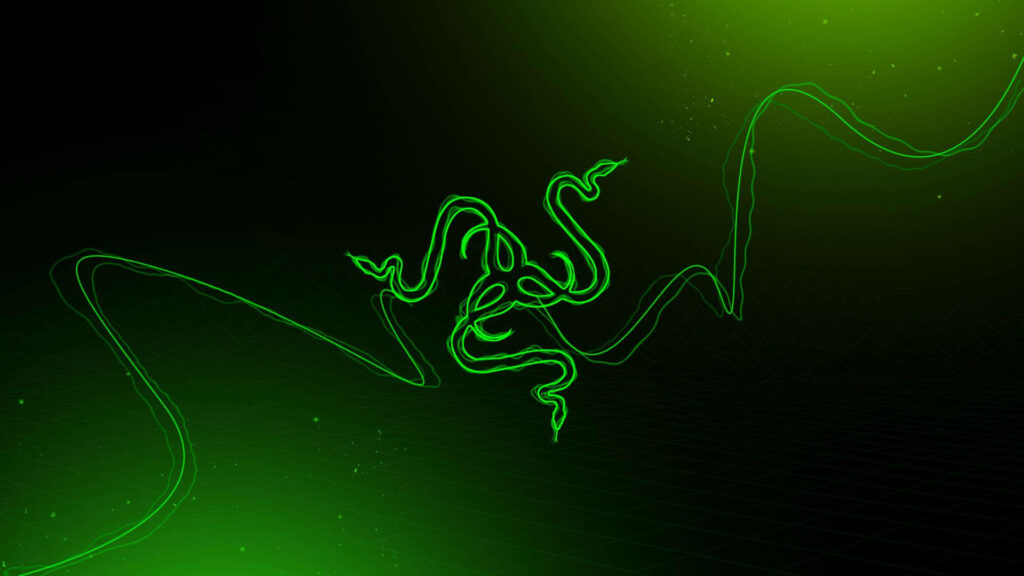 Electric Green Razer Logo: Connected Lines and Vibrant Rays Wallpaper
