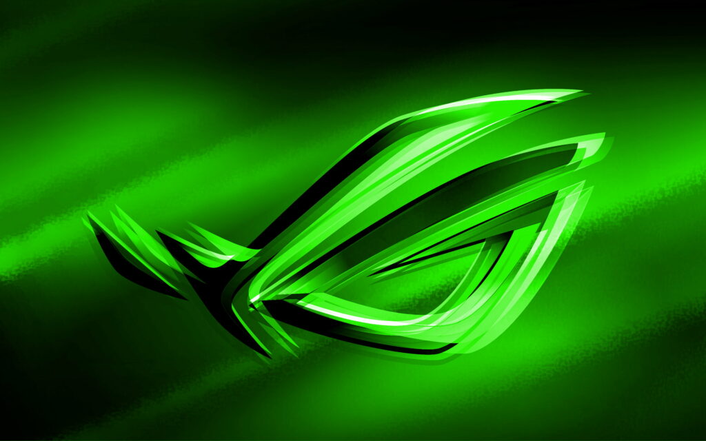 RoG Immersion: Blurred Green Universe of Gaming - ASUS Republic of Gamers 3D Logo Wallpaper