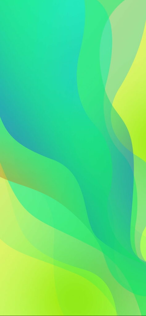 Colorful Abstract Wallpaper for Oppo Smartphone: Green and Yellow Fluid Shapes