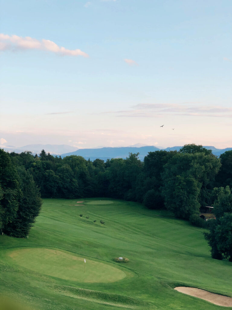 Immersive Golf Haven: Lush Greens and Towering Trees Create a Breathtaking iPhone Wallpaper