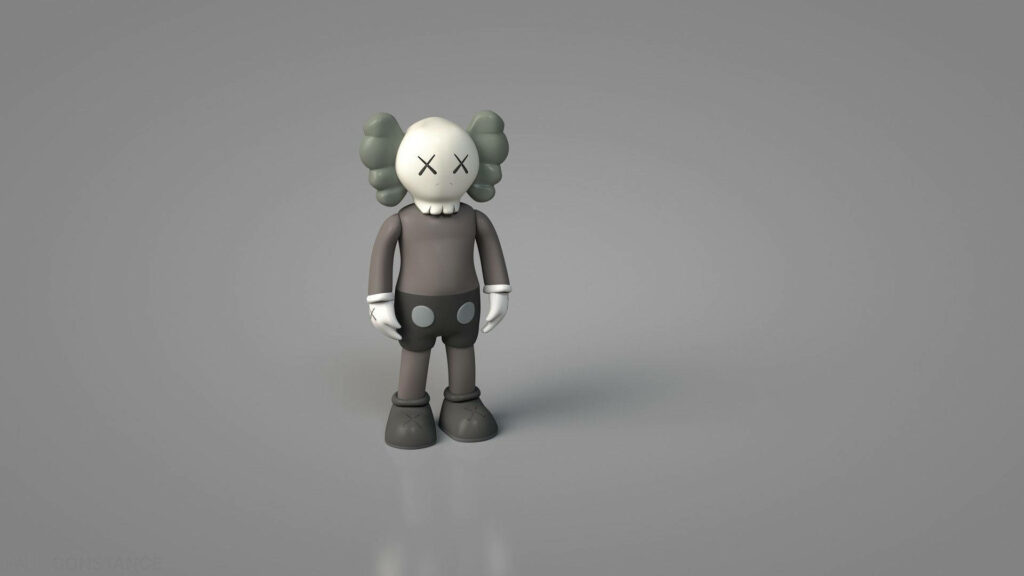 The Mellow Grey: A Sophisticated Wallpaper Featuring KAWS Companion Figure