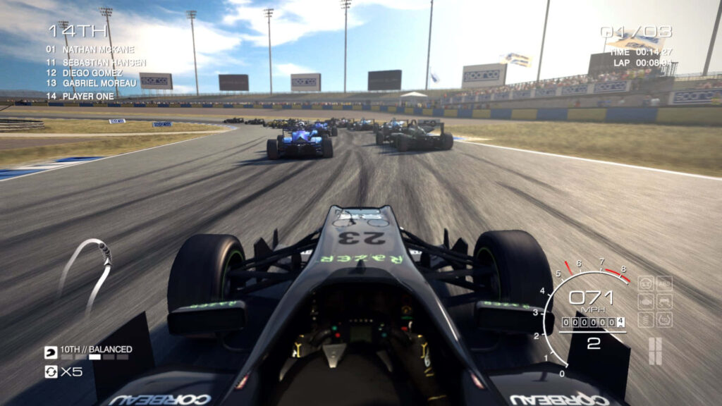 Intense Grid Autosport Wallpaper: First-Person Racing Car Action on Track