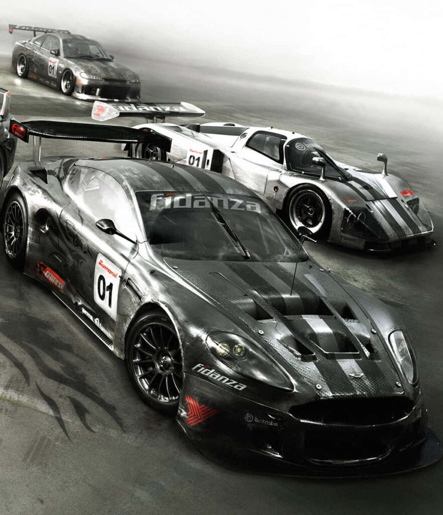 High-Speed Showdown: Fidanza Performance Team Races against Competitors in Grid Autosport Wallpaper