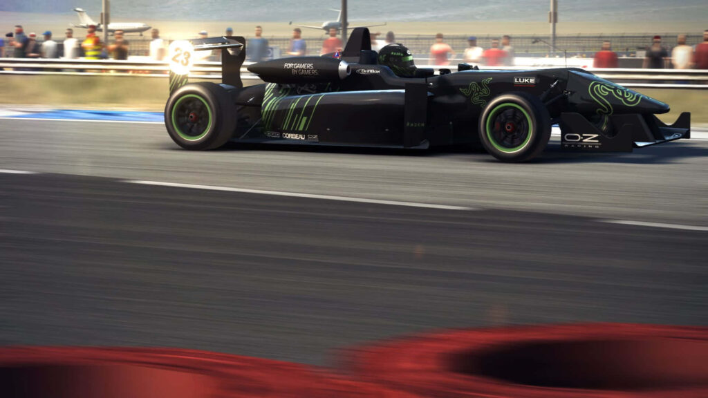 Grid Autosport dynamic wallpaper featuring high-speed formula racing car on racetrack