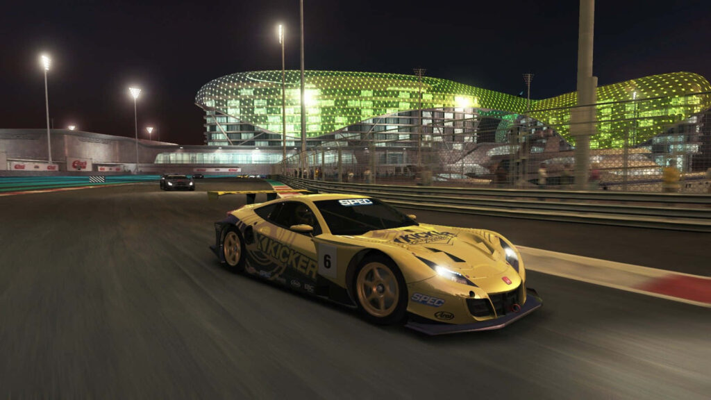 Grid Autosport Night Race: Speeding Number 6 Car on Futuristic Track Wallpaper